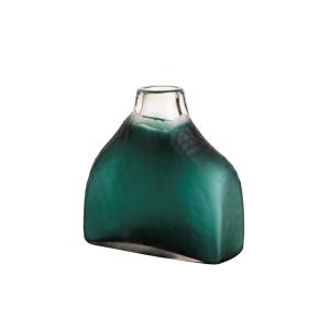 Florero verde de cristal 25x10x25,5cm