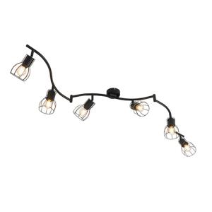 Foco de techo moderno negro 145 cm 6 luces