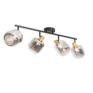 Foco techo negro dorado cristal ahumado 4 luces