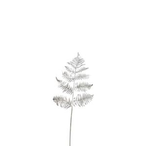Follaje de helecho artificial metálico blanco plateado h73