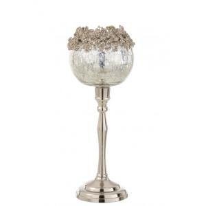 Fotoforo de aluminio plateado 12x12x33 cm