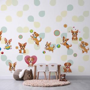 Fotomural panorámico - perritos traviesos