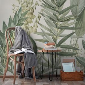 Fresco panorámico hojas grandes verde 200x280cm