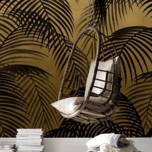 Fresco panorámico palmeras glamour negro ocre 300x280cm