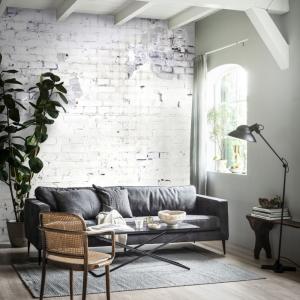 Fresco panorámico pared ladrillo blanco loft 300x318cm
