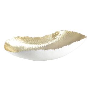 Frutero blanco y dorado martillado 47x18x10 cm