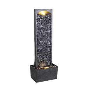 Fuente cascada led en poliresina, negra, 98x34x21 cm