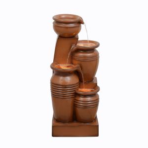 Fuente de 4 niveles en poliresina, marrón, 73x31x28 cm