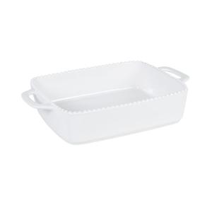 Fuente de horno de cerámica perlada blanca