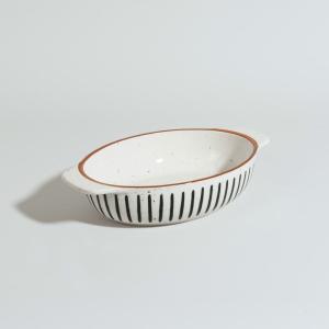 Fuente de horno ovalada de cerámica blanco roto, negro y ma…