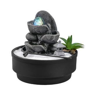Fuente de jardín zen interior en resina gris con decoración…