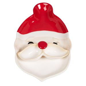 Fuente de Papá Noel de gres blanco y rojo