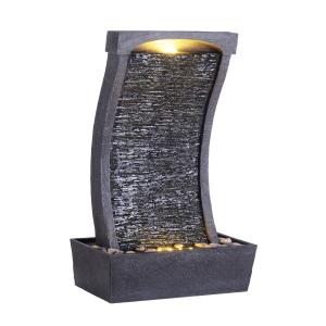 Fuente led en poliresina, negra, 98x34x21 cm