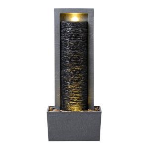 Fuente moderna con led y rocas para exterior, gris, 82cm
