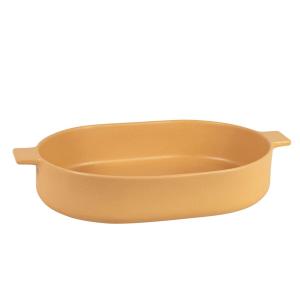 Fuente para gratinado de gres amarillo mostaza de 36 cm
