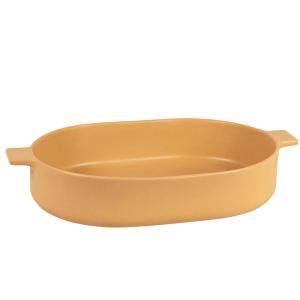 Fuente para gratinado de gres amarillo mostaza de 45 cm