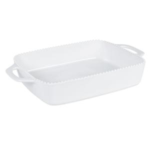 Fuente para gratinar de cerámica perlada blanca, 40 cm