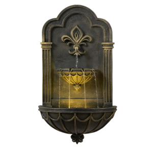 Fuente pared Fleur-De-Lis exterior LED, 80cm, Negro