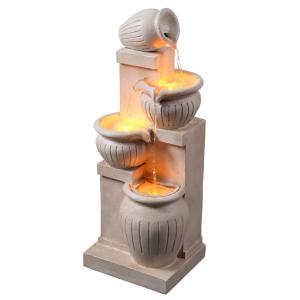 Fuente solar de jardín cascada 4 niveles led natural, 72 cm