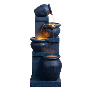Fuente solar exterior 4 niveles LED, 72cm, Azul Marino