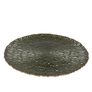 Fuente verde con borde dorado 33 cm