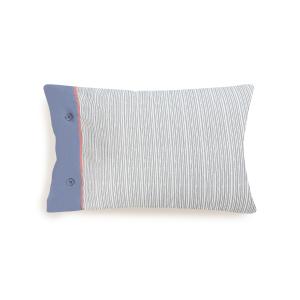 Funda almohada algodón rayas patchwork azul 45x110