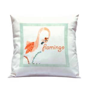 Funda cojín infantil flamingo