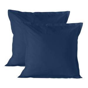 Funda de almohada 100% algodón azul marino 60x60 cm (x2)