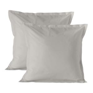 Funda de almohada 100% algodón gris 60x60 cm (x2)