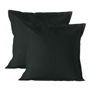 Funda de almohada 100% algodón negro 60x60 cm (x2)
