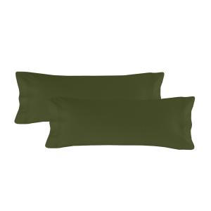 Funda de almohada 100% Algodón Verde oliva 45x110 cm (x2)