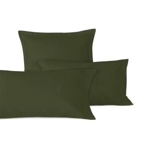 Funda de almohada 100% algodón verde oliva 60x60 cm (x2)