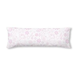 Funda de almohada algodón blanco y rosa 48x125 cm