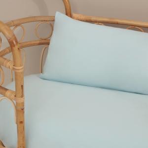 Funda de almohada de algodón orgánico 180 hilos azul aqua.…