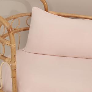 Funda de almohada de algodón orgánico 180 hilos rosa empolv…