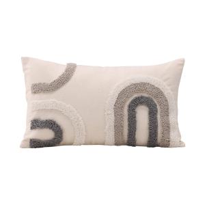Funda de almohada de poliéster y algodón beige 50x30 cm