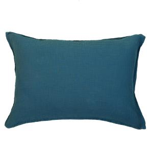 Funda de almohada gasa de algodón azul tormenta 50 x 70 cm