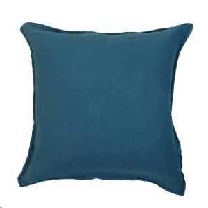 Funda de almohada gasa de algodón azul tormenta 65 x 65 cm