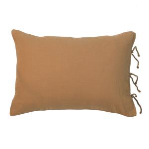 Funda de almohada gasa de algodón color camel 50 x 70 cm