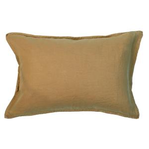 Funda de almohada lino lavado color camel 50 x 70 cm