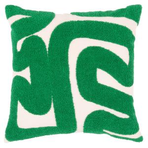 Funda de cojín bordado con efecto rizo en verde 40 x 40