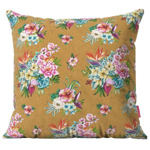 Funda de cojín exterior estampado de flores castaño 45x45