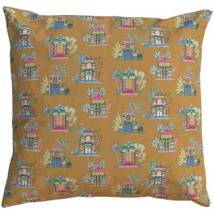 Funda de cojín exterior estampado gráfico castaño 60x60