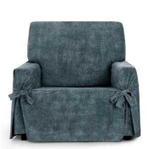 Funda de sillón antimanchas con lazos azul 80 - 120 cm