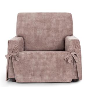 Funda de sillón antimanchas con lazos rosa 80 - 120 cm