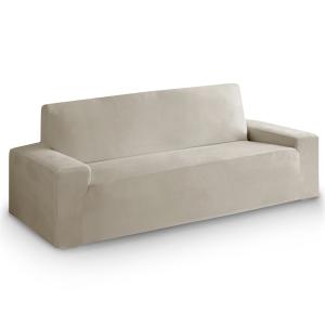 Funda de sofá bielástica de terciopelo beige 225 - 270