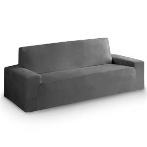 Funda de sofá bielástica de terciopelo gris 225 - 270
