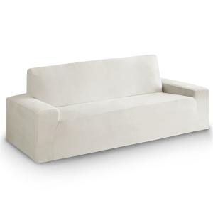 Funda de sofá bielástica de terciopelo  marfil 135 - 175