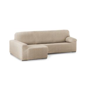 Funda de sofá chaise longue elástica izquierda beige 250 -…