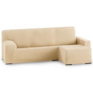 Funda de sofá elástica adaptable. Beige chaise longue corto…